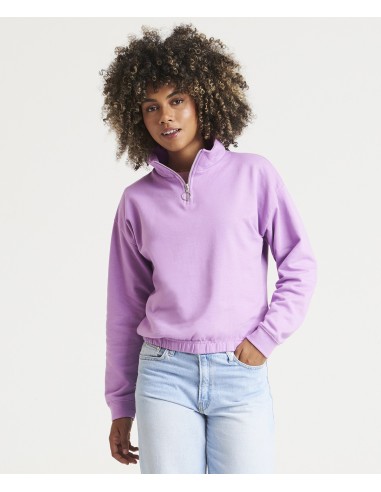 A-JH037-Womens Cropped 1/4 Zip Sweat